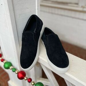 🆕. J slides Men’s slip on black faux suede shoes.  Size 11.  NWOT